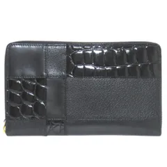 美品 COMME des GARCONS コムデギャルソン クロコ型押し シボ革 切替 ラウンドジップ トラベルウォレット 長財布 ブラック メンズ レディース 古着 中古 USEDのサムネイル