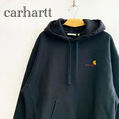 Carhartt WIP HOODED AMERICAN SCRIPT SWEAT カーハート パーカー フーディー アメリカン スクリプト スウェット 裏起毛 長袖 トップス L ブラック ヤケ有り メンズ ファッション _218023のサムネイル