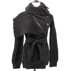 美品 Ann Demeulemeester アンドゥムルメステール 黒タグ 本人期 リブニットカラー ニット 変形ジャケット 34 ブラック レディース 古着 中古 USEDのサムネイル