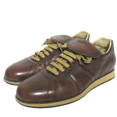 美品 Salvatore Ferragamo サルヴァトーレフェラガモ ローカット レザースニーカー サイズ8.5 2E 約26.5cm ブラウン メンズ 古着 中古 USEDのサムネイル