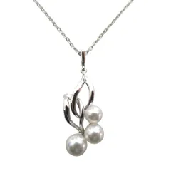 美品 MIKIMOTO ミキモト パール チェーンネックレス シルバー レディース 古着 中古 USEDのサムネイル