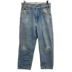 Carhartt デニムパンツ W 30 ブルー カーハート ジップアップ 裏地チェック チェックライナー デニム ワーク ジーンズ 2605-165