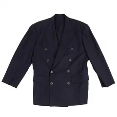 ジャンポールゴルチエ オムJean Paul GAULTIER HOMME ウールピークドラペルダブルジャケット 紺M位のサムネイル