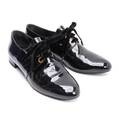 プラダPRADA ベロアレースアップエナメルシューズ 黒36 - メルカリ