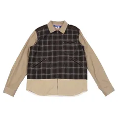 ジュンヤワタナベマン コムデギャルソンJUNYA WATANABE MAN COMME des GARCONS チェック切替コーデュロイパッチジップブルゾン 茶ベージュLのサムネイル