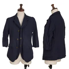 コムコム コムデギャルソンCOMME des GARCONS 製品染めレイヤードデザイン五分袖ジャケット 紺XSのサムネイル