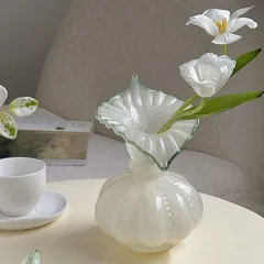 花瓶 花びん ガラス おしゃれ ホワイト 高級感 インテリア雑貨 花器 生け花 装飾 玄関 リビング ダイニング ギフト プレゼント 可愛い モダン ホーム ドライフラワー アレンジメント リビングルーム デコレーション