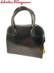 【M】Salvatore Ferragamo サルヴァトーレ・フェラガモ 革ガンチーニ ハンドバッグ ブラック/mo-A-213-5912-10.9/正規品/本物/革/丸み/フォルム/上品/クラシカルのサムネイル
