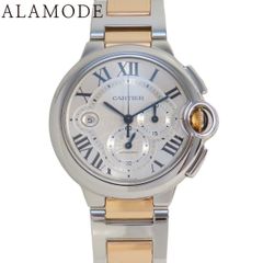 【保証書付】カルティエ バロンブルー クロノ W6920063 PG/SS シルバー 自動巻き メンズ 41100104574【中古】【アラモード】 保証書付】カルティエ バロンブルー クロノ W6920063 PG/SS シルバー