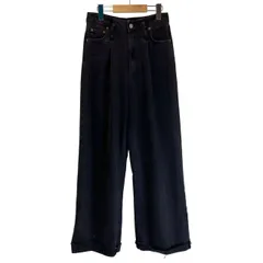 【中古】　ZARA　デニムパンツ　ワイドパンツ　カラーデニム　ジップフライ　ロールアップ加工　古着　/2121