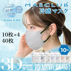 冷感マスク　40枚　10枚入り×4　不織布マスク　接触冷感　3D立体設計　3層バイカラーマスク　ヒンヤリと快適　マスクラブ　MASCLUBのサムネイル