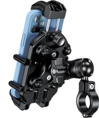 Kaedear(カエディア) バイク スマホホルダー 振動吸収 ファイバー強化樹脂&アルミ ハンドル 原付 オートバイ 自転車/最多機種対応/開閉回数耐久/スマホ厚さ19mmまで/手帳ケース対応/スマホ形状影響なし/ロック機構/メタルアーム/ 842b79ed