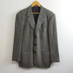 BARNEYS NEW YORK バーニーズニューヨーク テーラードジャケット ヘリンボーン ジャケット CERRUTI 1881 チェルッティ カシミヤ ウール イタリア製 トラッド グレー メンズ サイズ 50 Regular E118のサムネイル