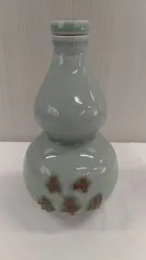 最終価格！ 値下げ不可品　〇3596 長崎 京華園 青磁 瓢箪型 陶器 ひょうたん 置物 酒瓶