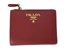 PRADA プラダ 二つ折り財布 1ML023 レッド系 サフィアーノレザー レディース ゴールド金具 美品
