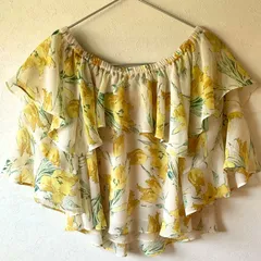 SNIDEL スナイデル オフショル プリントブラウス イエロー 花柄 フリル インナー欠品