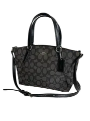 COACH コーチ アウトライン シグネチャー ミニ ケルシー サッチェル 2way ハンドバッグ ショルダーバッグ キャンバス レザー F27580 ブラック グレー