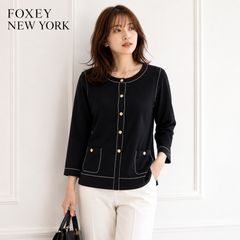 極美品☆FOXEY/フォクシー カーディガン フランネル ミッドナイト