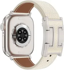 19P1181  Apple Watch 本革H型バックルバンド レディース 49/46/45/44/42mm対応 (スターライト)