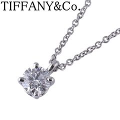 豪華【ティファニー】プラチナ ソリティア ダイヤ 約0.38ct ネックレス 