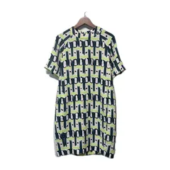 【中古】　Paul Smith　ワンピース　半袖　モックネック　ミディアム丈　ひざ丈　総柄　3D素材　バックジップ　古着　/2407のサムネイル