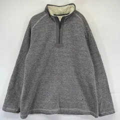 古着 オービス ORVIS ニット ワンポイントロゴ 刺繍 ハーフジップ 裏地ボア トレーナー XL  グレー系 メンズのサムネイル