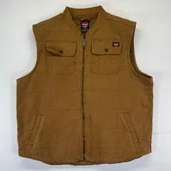 古着 ラングラー Wrangler ダック ベスト フルジップ ワンポイントロゴ 胸ポケット ワーク 2XL  ブラウン系 メンズのサムネイル