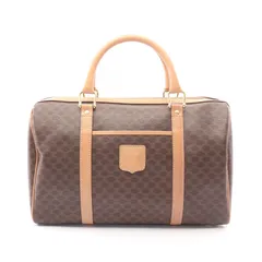 セリーヌ CELINE ハンドバッグ マカダム ダークブラウン PVCコーティングキャンバス レザー マカダム ボストンバッグ レディース Used B