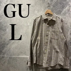GU メンズ L 長袖 チェックシャツ ベージュ ストリート カジュアル