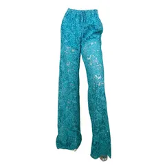 【定価￥328,000の90％OFF】ERMANNO SCERVINO【エルマンノ シェルヴィーノ】チュールレーススカラップヘムワイドパンツ/ブルー【サイズ38】【イタリア製】のサムネイル