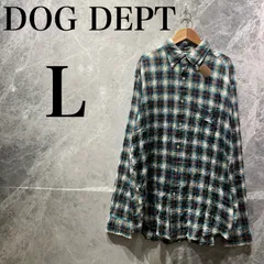 DOG DEPT ドッグデプト メンズ L 青 白 チェックシャツ 長袖 古着のサムネイル