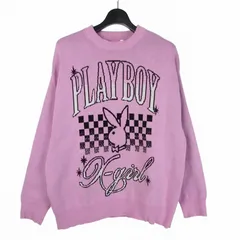 エックスガール x-girl × プレイボーイ PLAYBOY JACQUARD KNIT TOP ジャガードニット セーター 長袖  OS ピンク 105261015004のサムネイル