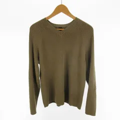 ギャップ GAP オールド OLD 00ｓ M コットン セーター ニット Ｖネック エルボーパッチ カーキブラウン ヴィンテージ 無地