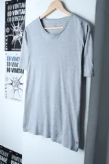 (L-XL) トミーヒルフィガー 半袖 Tシャツ グレー 無地 基本 -75AE