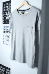 (L-XL) トミーヒルフィガー 半袖 Tシャツ ポケット グレー オールドスクール-75B3