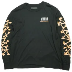 AMIRI アミリ 22SS アメリカ製 BONES STACKED LONG SLEEVE TEE ハリウッドロゴ ボーンプリントロングスリーブTシャツ PS22MJG022 XL BLACK/ORANGE 長袖 トップス g26572のサムネイル