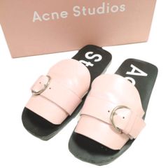 GANNI　ガニー　厚底　ローフラットフォームサンダル　フリル　ピンク 24cm GANNI ガニー 厚底 ローフラットフォームサンダル フリル ピンク 24cm