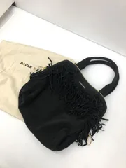PAULE KA ポールカ バッグ ハンドバッグ 手持ち鞄 ブラック フリンジ 保存袋付き カジュアル 横32㎝×縦30㎝