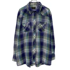 Wrangler 長袖 チェックシャツ 3XL ブルー マルチカラー ラングラー スナップボタン チェック柄 胸ポケット カジュアル 春物 a805-5207のサムネイル