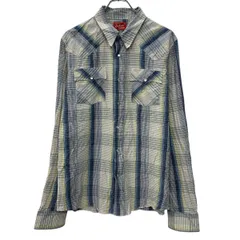Hollister 長袖 チェックシャツ L ブルー マルチカラー ホリスター スナップボタン 胸ポケット チェック柄 カジュアル 春物 a805-5208のサムネイル