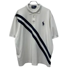 90s POLO by RALPH LAUREN 半袖 ポロシャツ XL ホワイト ポロバイラルフローレン ハーフボタン 90年代 ポニー刺繍 夏物 a805-5220