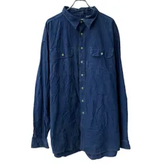 L.L.Bean 長袖 無地シャツ 3XL ネイビー エルエルビーン ボタン 無地 シンプル コットン 胸ポケット 長袖シャツ 春物 a805-5237のサムネイル