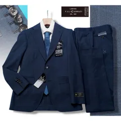 新品10.8万円 大手百貨店扱い 春夏『CERRUTI チェルッティ i Travel 伊製生地』軽量ウール100% チェック柄 スーツA6紺(B) 1512201のサムネイル