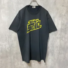 半袖プリントTシャツ　黒　ブラック　レトロ　デザイン　個性的　クルーネック　春夏服　Lサイズ　古着【値引き交渉OK！】