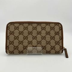 GUCCI グッチ GGキャンバス 長財布 ラウンドファスナー ブラウン