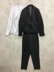 RUIRUE BOUTIQUE ルイルエブティック ノーカラーベーシック3ピース ブラウス セットアップ ジャケット パンツ スーツ sizeS/黒 ■■◎レディース