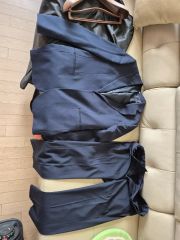 未使用級】XLサイズ相当 花柄 凸凹 ストレッチ メンズビギ スーツ 青