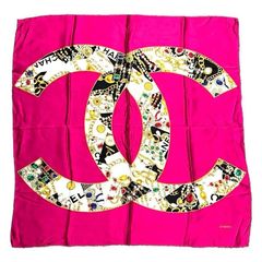CHANEL シャネル ココマーク ジュエル スカーフ ピンク シルク 宝石