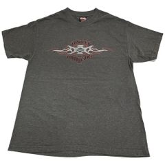 00年代 USA製 HARLEY DAVIDSON ハーレーダビッドソン トライバルフレイムロゴＴシャツ モーターサイクル(メンズ L)中古 古着 Y0733