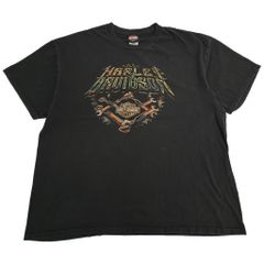 HARLEY DAVIDSON ハーレーダビッドソン 半袖Ｔシャツ 大きいサイズ モーターサイクル ブラック(メンズ 2XL)中古 古着 Y0766